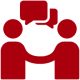 Two figures with speech bubbles