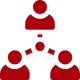 Network of three red icons on black