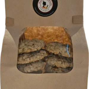 Bag of homemade cookies displayed