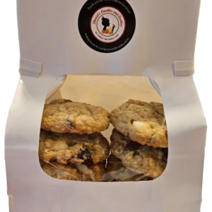 Packaged oatmeal cookies in paper bag