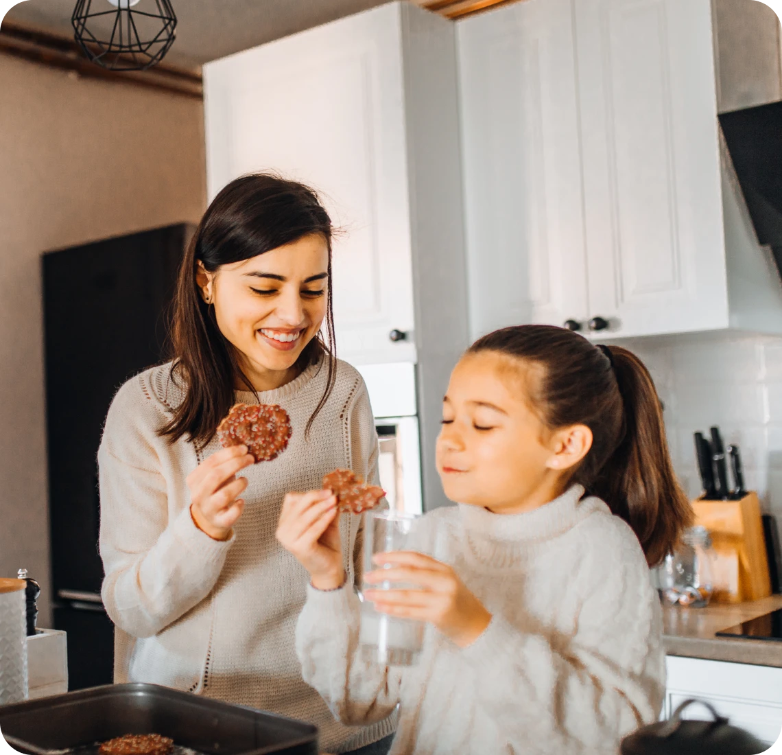 Family baking time in kitchen