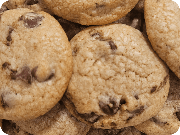 Freshly baked chocolate chip cookies